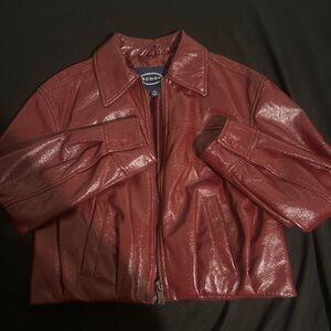 SCOOBY Women's Bold Burgundy Leather Jacket
